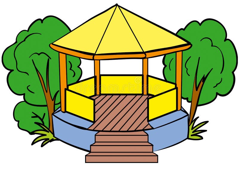 Рисунок беседки карандашом простые