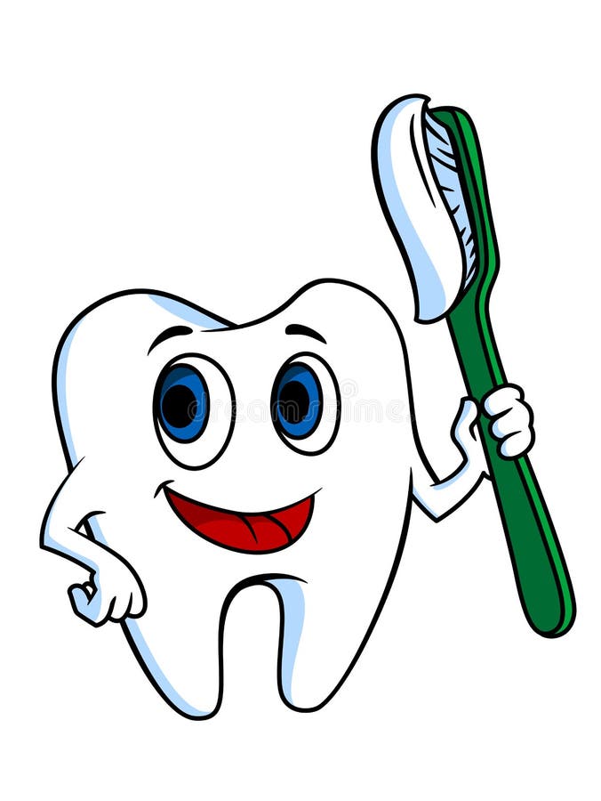 Белый зуб с зубной щеткой иллюстрация вектора. иллюстрации насчитывающей щеткой - 33855849