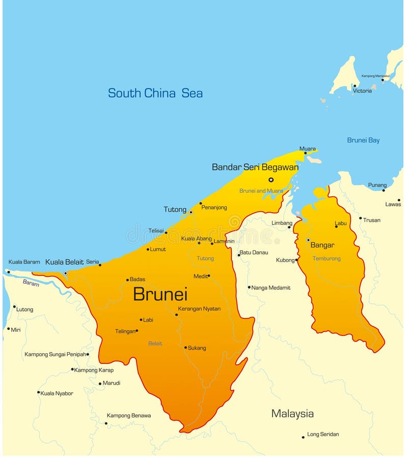 Карта брунея на русском языке с городами