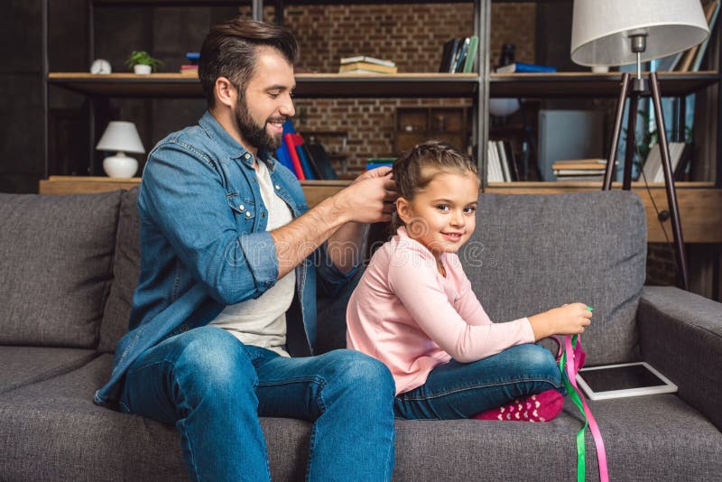 Daughter of Braids Cornrows His Father Stock Photo - Image of hair, leisure: 221