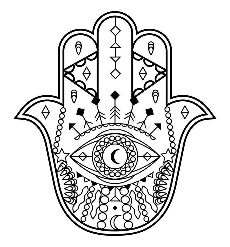 Вектор руки Hamsa с мистическими эзотерическими символами как дурной глаз  пирамиды. Индийская иллюстрация хны татуировки страницы Иллюстрация вектора  - иллюстрации насчитывающей этническо, везение: 211472546