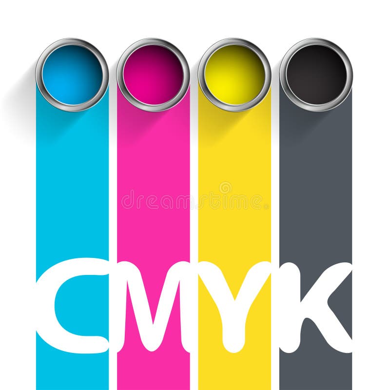 Ведро Краски CMYK Цветовая Схема Для Полиграфической.