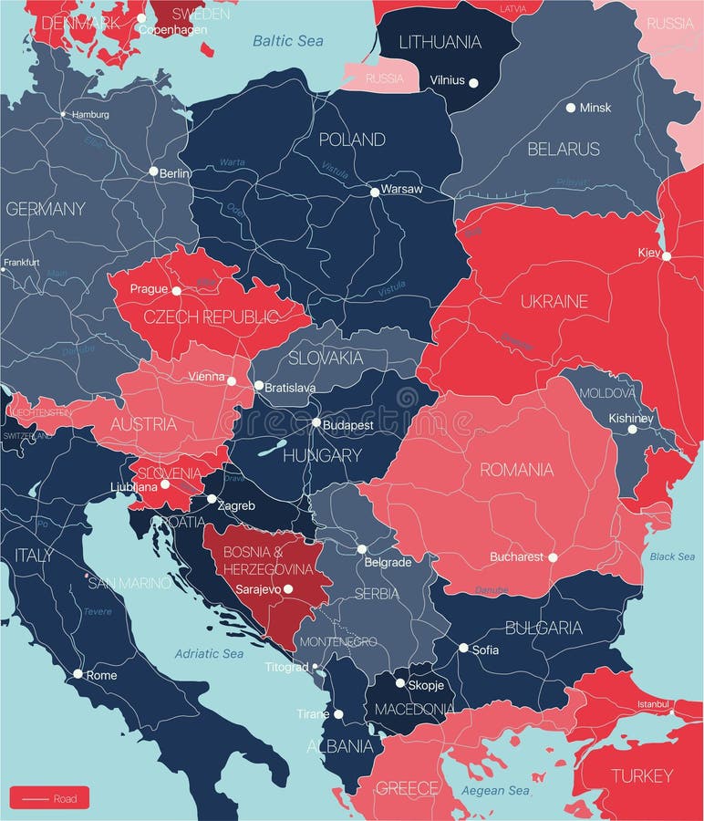 Восточная Европа детализировала редактируемое карту Иллюстрация штока -иллюстрации насчитывающей грузия, конспектов: 207730174
