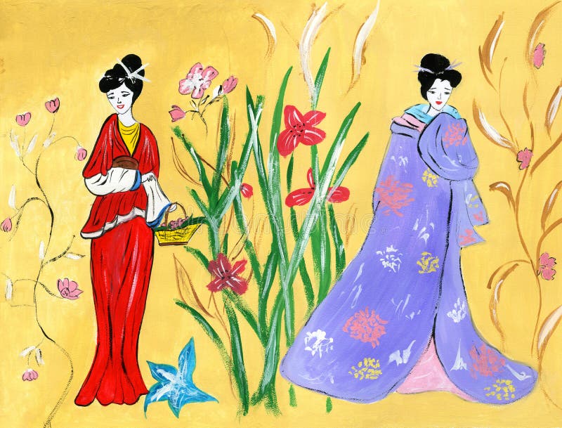 Японка в кимоно 4 класс изо рисунок