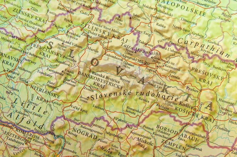 Географическая карта чехии европейской страны, Польши, Словакии и ВенгрииСтоковое Фото - изображение насчитывающей заполированность, навигация:94258462