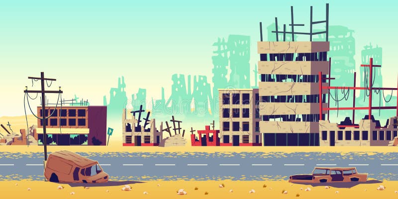 Фон разрушенного города рисунок