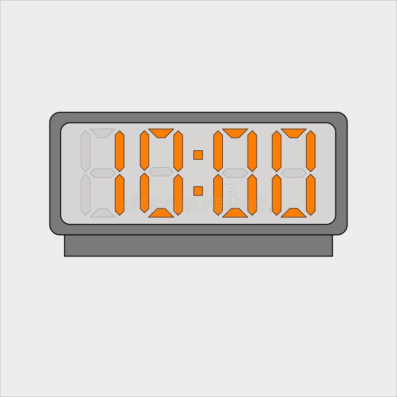 Vector Image Or Picture Of Digital Clock Or Alarm With Orange Figures Showing Time On The Light Grey Background Ten Hours O Clock Stock Vector Illustration Of Time Background