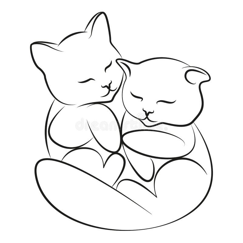 Рисунок котики обнимаются