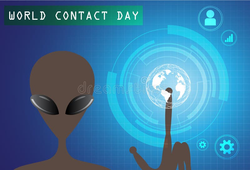 Day we contact. World contact Day. Всемирный день контакта (World contact Day). Вектор контакт с миром.