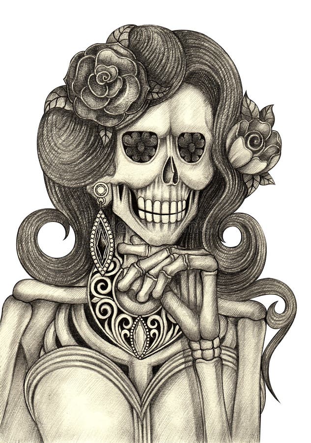 Череп на дне. Череп и дамы. Карикатура женщина с черепом. Череп Мексика женщина рисунок.