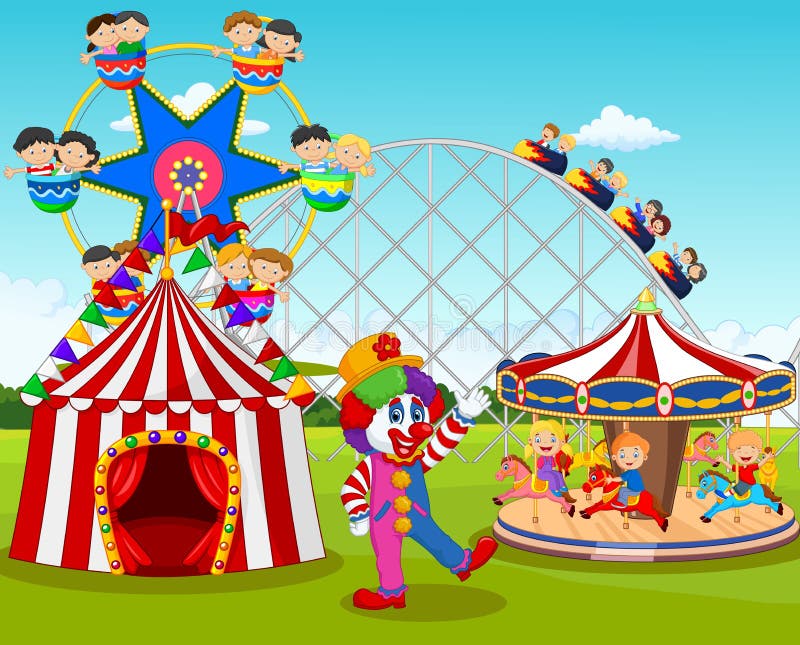 Развлечение с клоуном. Цирковые аттракционы. Поход в цирк. Парк развлечений для детей. В цирке аттракционы с детьми.