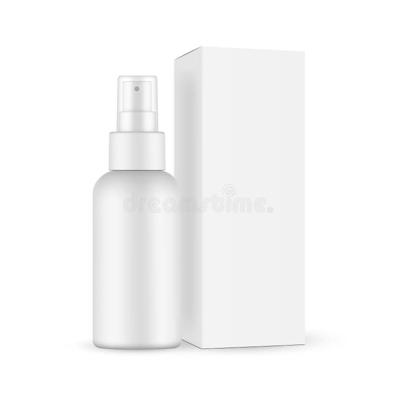 Download Spray Bottle With Transparent Cap Paper Box Mockup Isolated On White Background Stock Illustration Illustration Of Body Clean 182329667