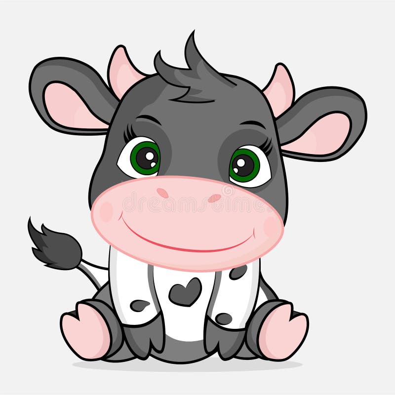 Cute Baby Cow. Happy Cow Cartoon Character Stock Vector - Illustration of  little, card: 196326830
