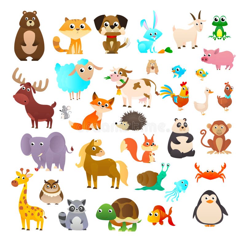 Sea Animals, Wild Animals, Woodland Animals. Stock Vector - Illustration of farm, giraffe: 174766443 Sea Animals, Wild Animals, Woodland Animals. Stock Vector - Illustration of farm, giraffe: 174766443