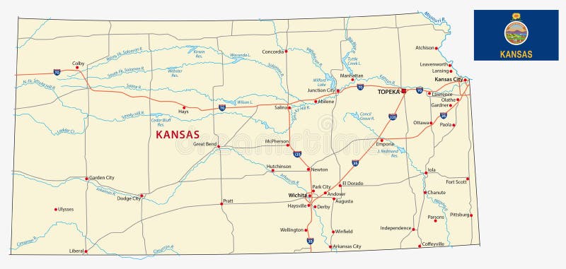 Карта канзаса с городами