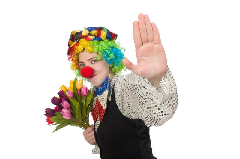 Клоун с цветами
