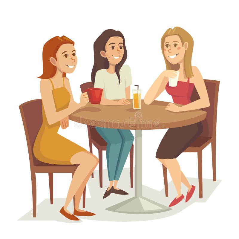 Подруги сидели и пили. Две девушки сидят за столом. Три женщины за столом. Человек сидит за столом. Три девушки в кафе рисунок.