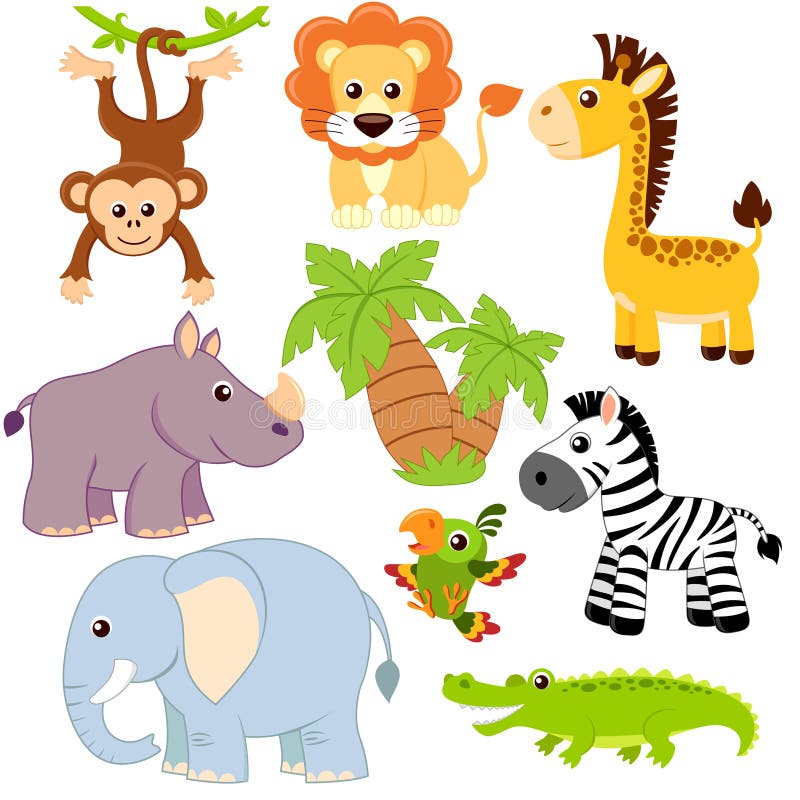 Тигр лев жираф слон. Африканские животные для детей. Животные сафари мультяшные дети. Животные джунглей. Животные сафари для фотопечати.