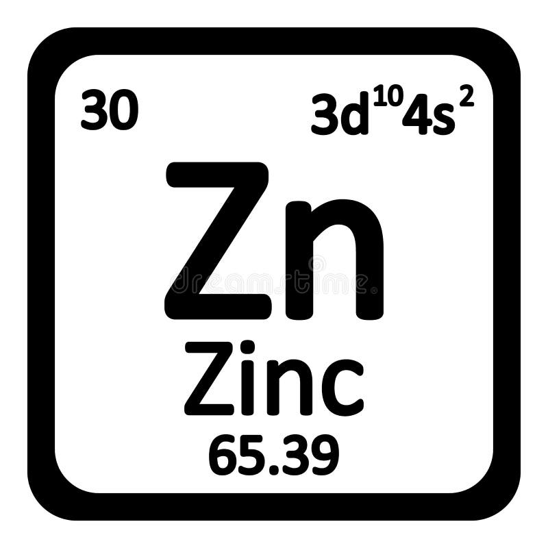 Zn в таблице 4 буквы Значок цинка изолированный на белой предпосылке Иллюстрация вектора - иллюстраци