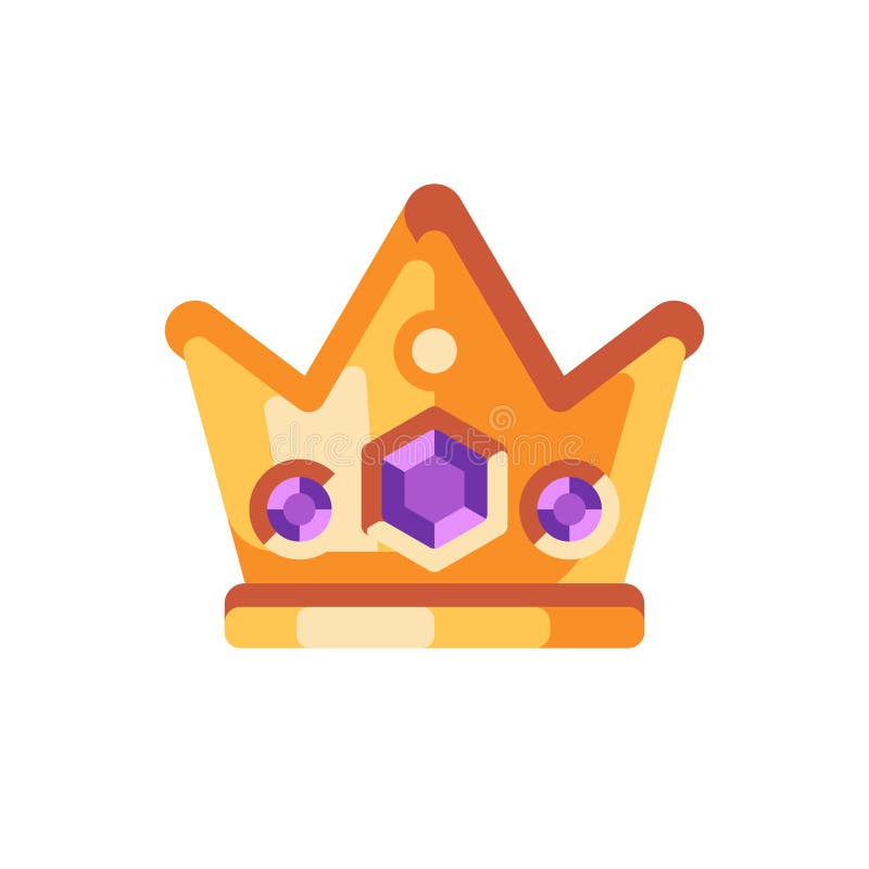 Золотая корона со значком фиолетовых драгоценных камней плоским. Символ торгового автомата  иллюстрация вектора