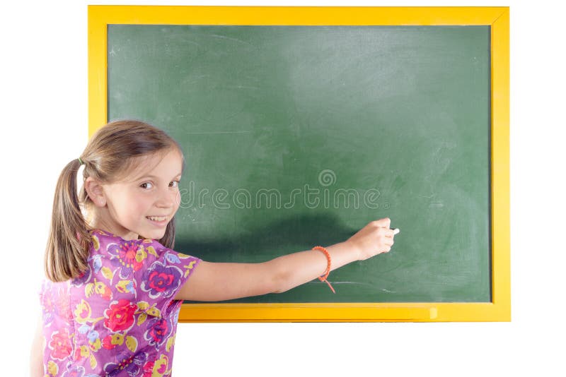 The girl on the blackboard. Девушка пишет на доске математика. Девочка у доски. The girl on the blackboard. Ребенок пишет на доске.