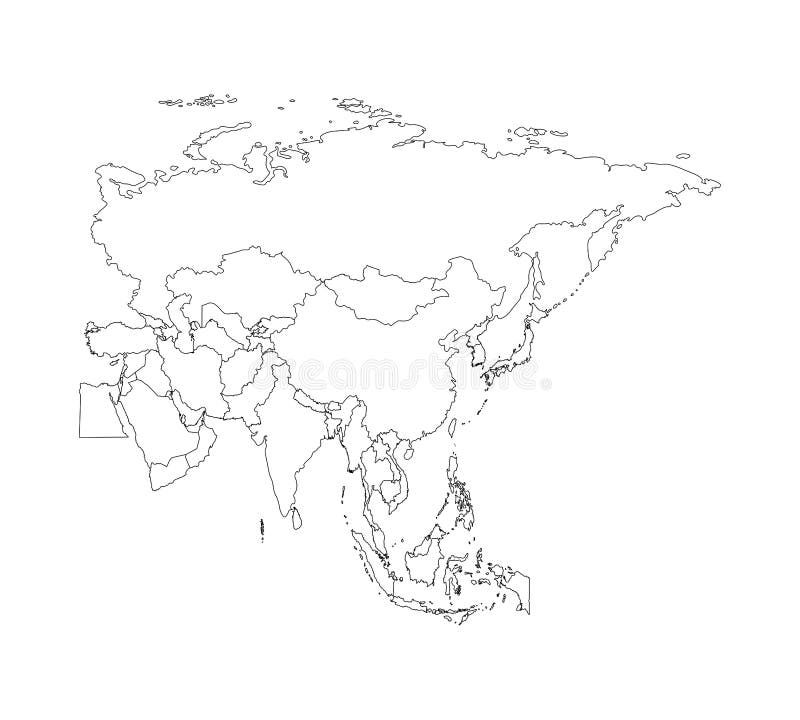 Контурная карта азии без границ