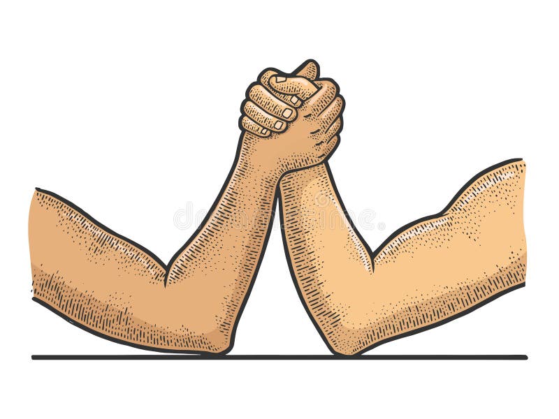 Схватка рук. Армрестлинг вектор. Борцы вектор. Руки борца. Arm Wrestling hands illustration.