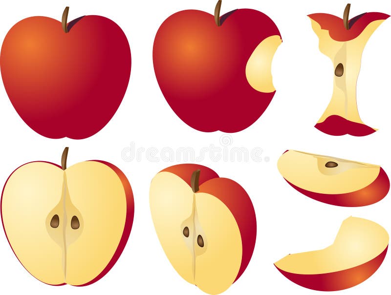 Две трети яблока. Половинка яблока. Целое яблоко. Четвертинка яблока. Яблоко разрезанное на три части.