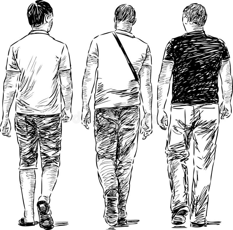 Идущий человек вид сзади рисунок