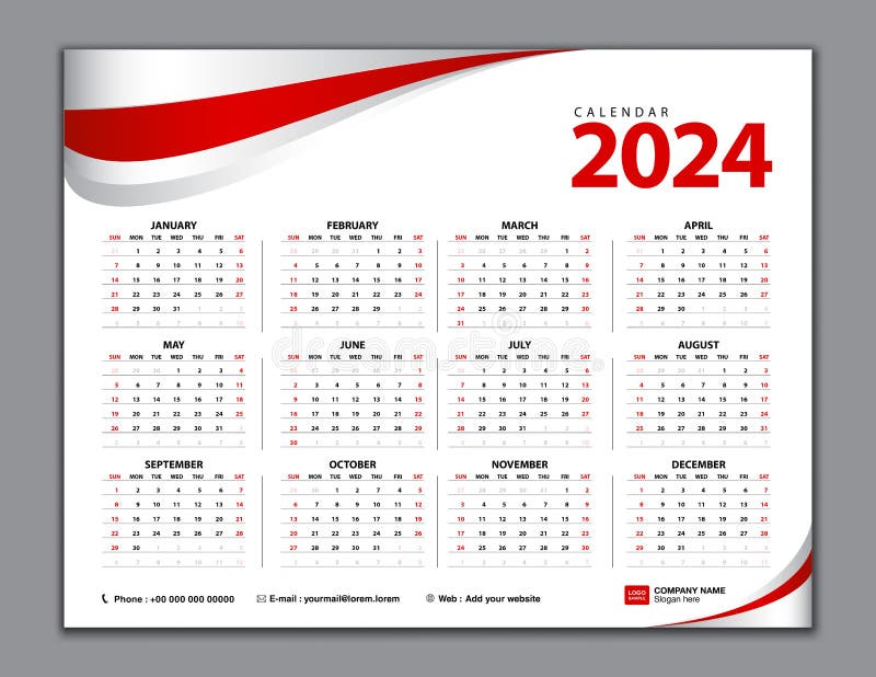 Календарь 2024, простой календарь, стол, начала недели от воскресенья  Установите 12 месяцев, шаблона вектора Иллюстрация вектора - иллюстрации  насчитывающей ежемесячно, месяцы: 154242600