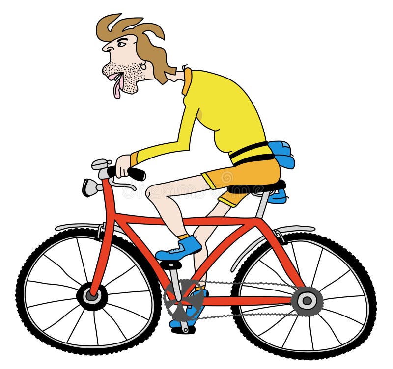 Карикатура велосипедиста иллюстрация вектора. иллюстрации насчитывающей  иллюстрация - 198909861