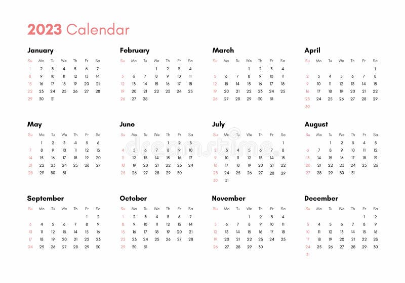карманный календарь на 2023 год. горизонтальное представление Иллюстрация  вектора - иллюстрации насчитывающей понедельник, страница: 236047686