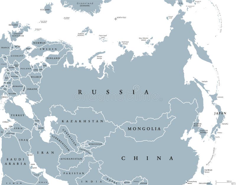 Карта Евразии политическая с странами и границами Иллюстрация вектора -иллюстрации насчитывающей полусфера, монголия: 96686245