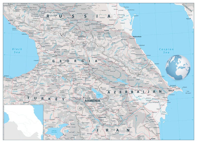 Карта Кавказа физическая изолированная на белизне Иллюстрация вектора -иллюстрации насчитывающей земля, глобус: 99828969
