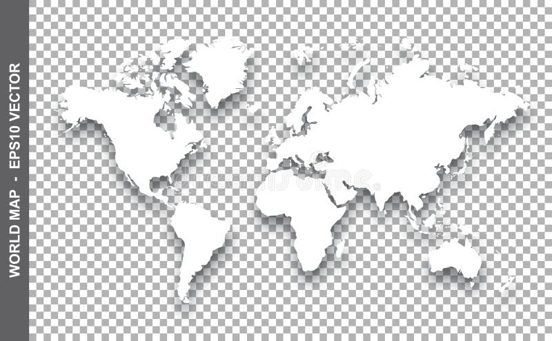 Карта мира вектора белая с тенью на прозрачном фоне Иллюстрация вектора -иллюстрации насчитывающей материк, гловально: 180948724