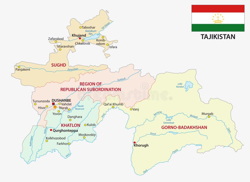 Карта Таджикистана политическая Иллюстрация вектора - иллюстрациинасчитывающей землеведение, перемещение: 105042812
