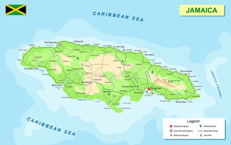 Tourist Map Of Jamaica Map Of Jamaica Stock Illustration. Illustration Of Text - 220846319