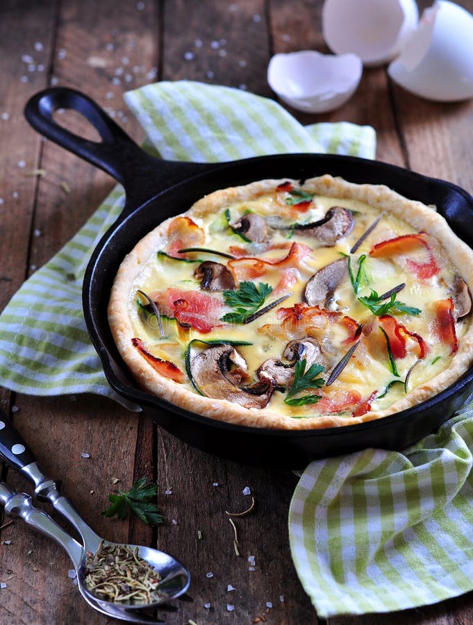 КИШ С беконом и грибами