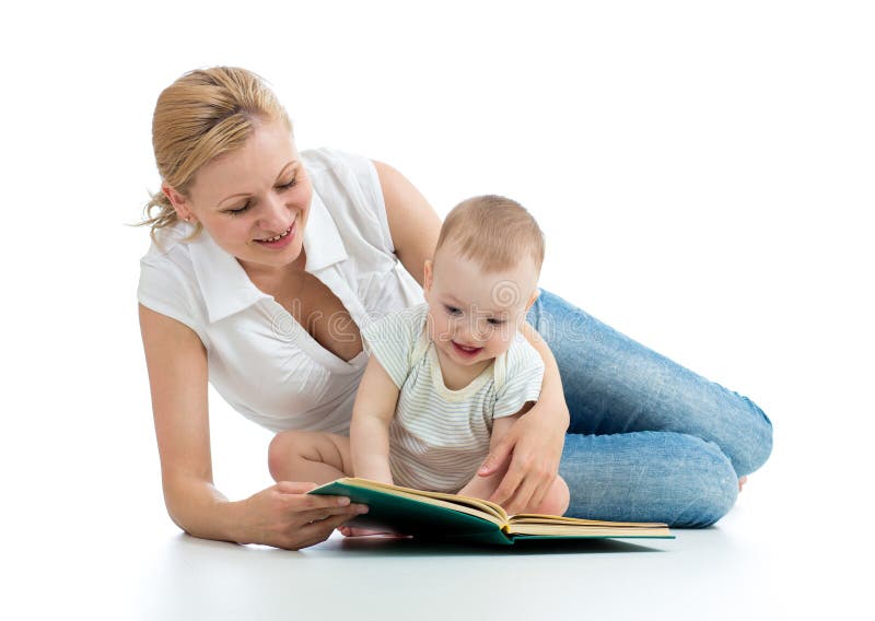 Mom reads book for son.