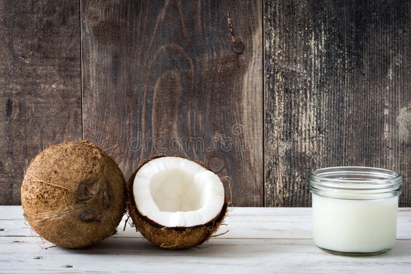 Composition with fresh coconut milk on light background :: Stock Photography Age