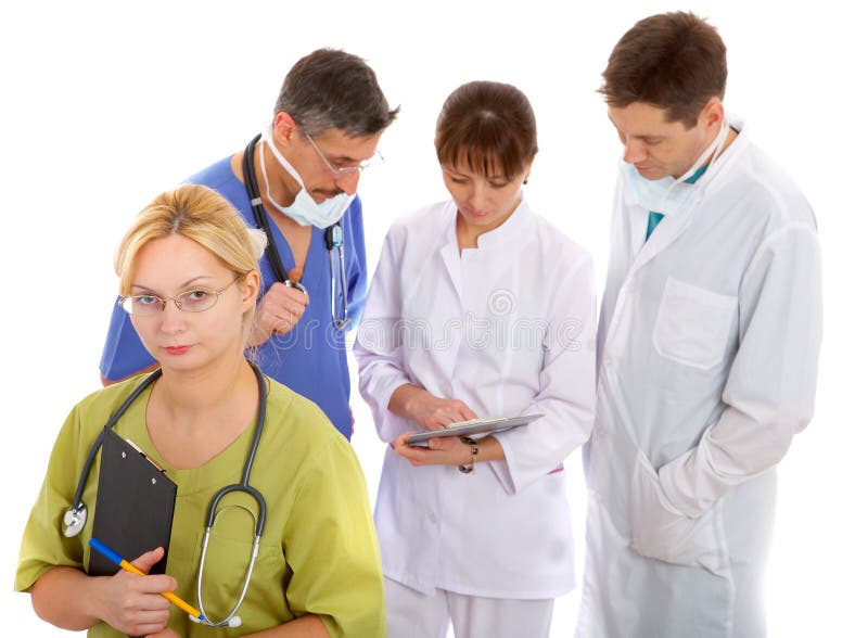 Четверо докторов. Картина врач и четверо студентов. Обсуждение болезни при пациенте.