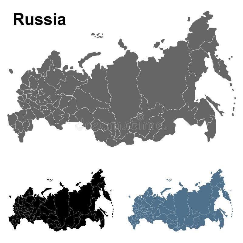 Карта россии чб вектор