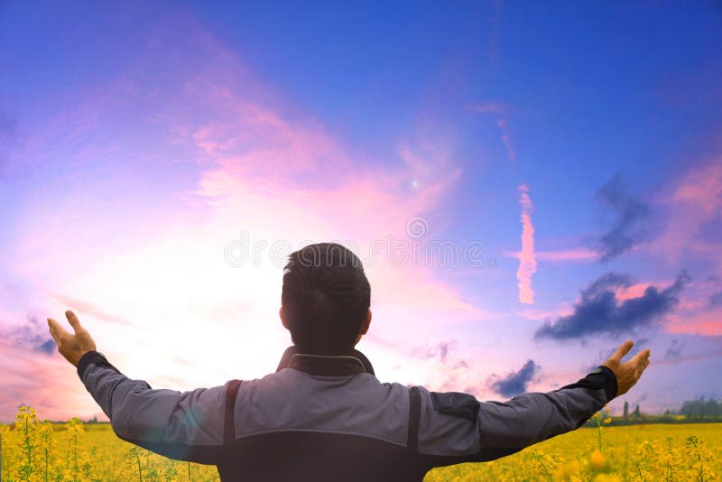 Man opens Leaf with his hand. Right freedom