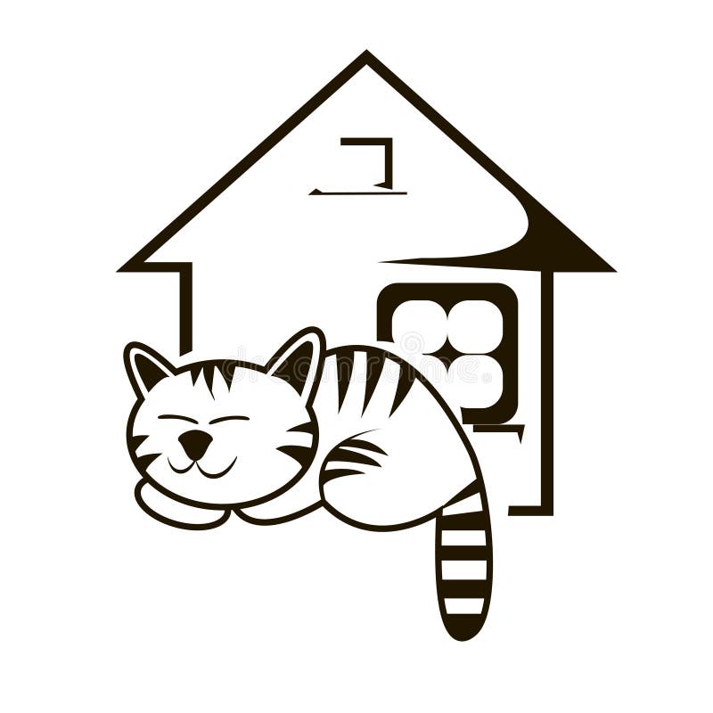Кошачий дом рисунок