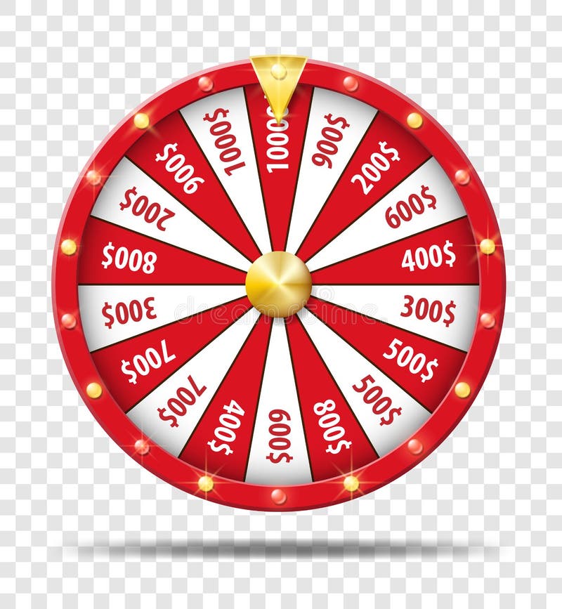  Красное колесо фортуны изолированное на прозрачной предпосылке Игра везения лотереи казино Рулетка колеса удачи выигрыша вектор бесплатная иллюстрация