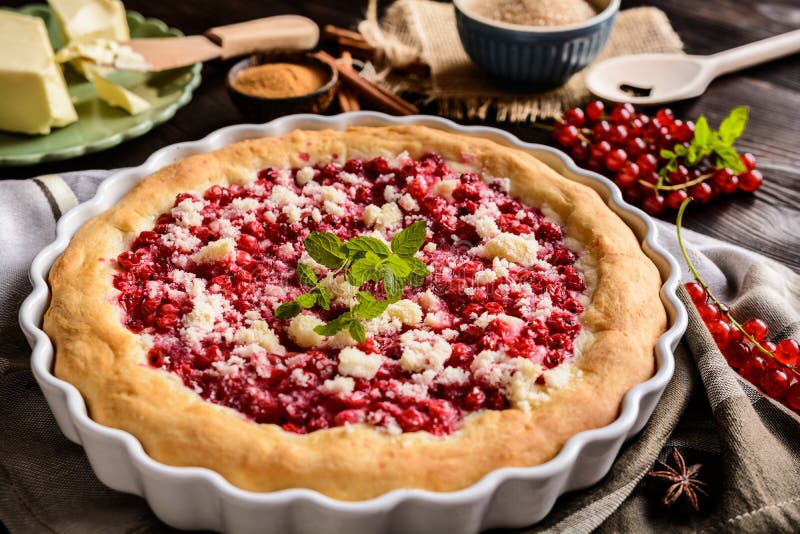 Пирог из красной смородины открытый