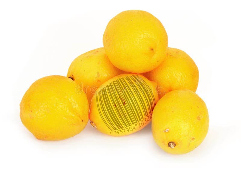 Фото лимона с тенью. Штрих код лимоны