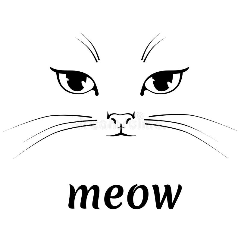 Лицо кота красивая. Черный характер котенка рисунка плана. Иллюстрация  вектора для приглашения поздравительной открытки. Иллюстрация вектора -  иллюстрации насчитывающей жизнерадостно, ангстрома: 156902436
