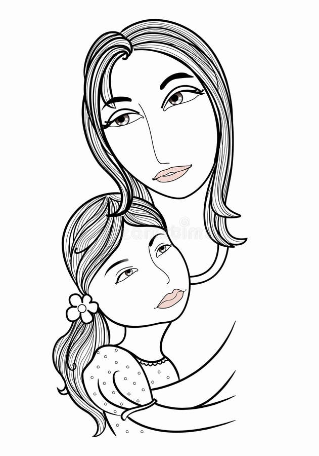 Как нарисовать маму с дочкой карандашом