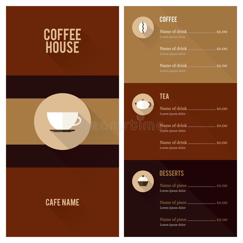 Flat меню. Coffee menu Design ideas.